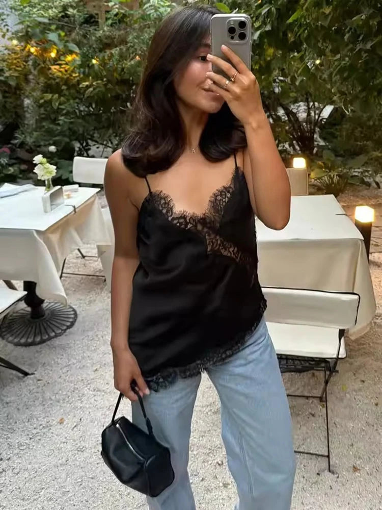 Midnight Lace Hollow Out Top