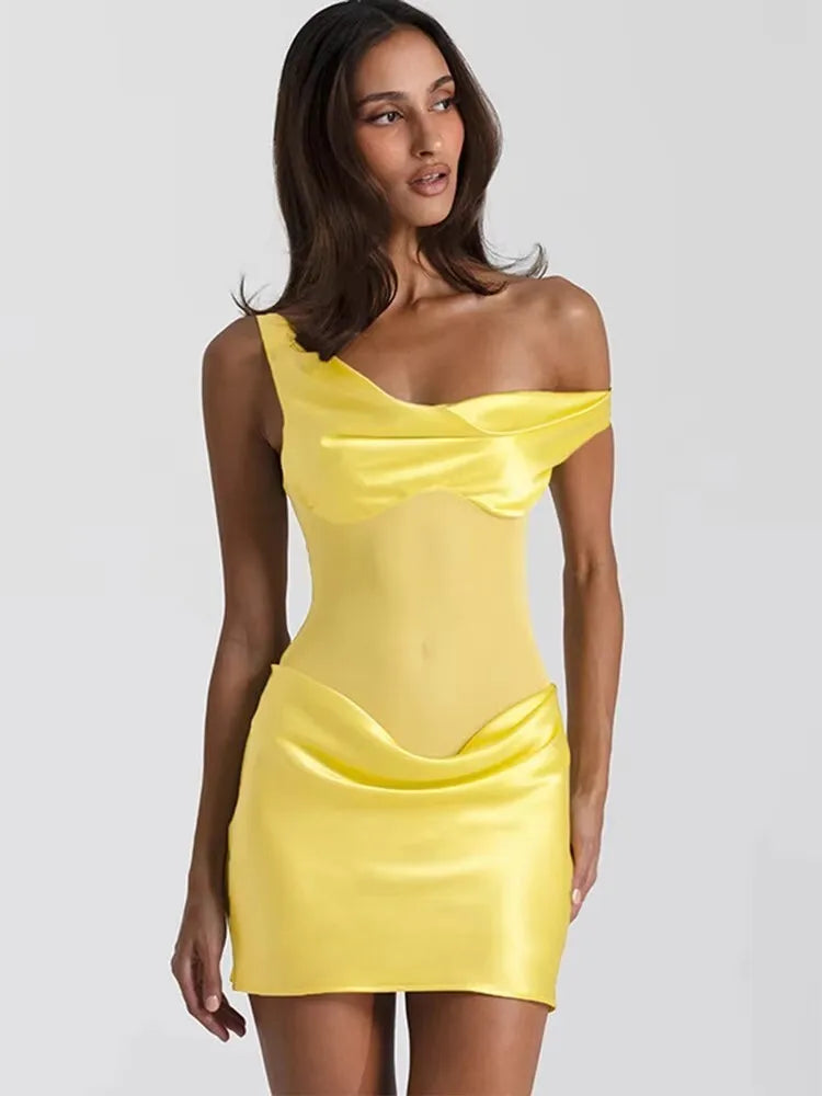 Cocoa Patchwork Mesh Mini Dress