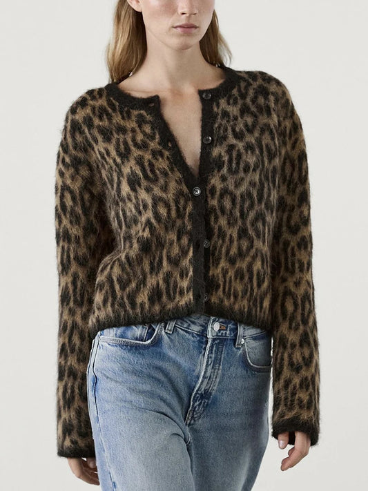 Ζακέτα "Wild Commuter" | Πλεκτή, Λεοπάρ Print | Office Lady & Casual