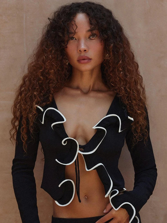 Πλεκτή Ζακέτα "Knot Charm" | Slim Fit, Δέσιμο με Κορδόνια & Butterfly Sleeves