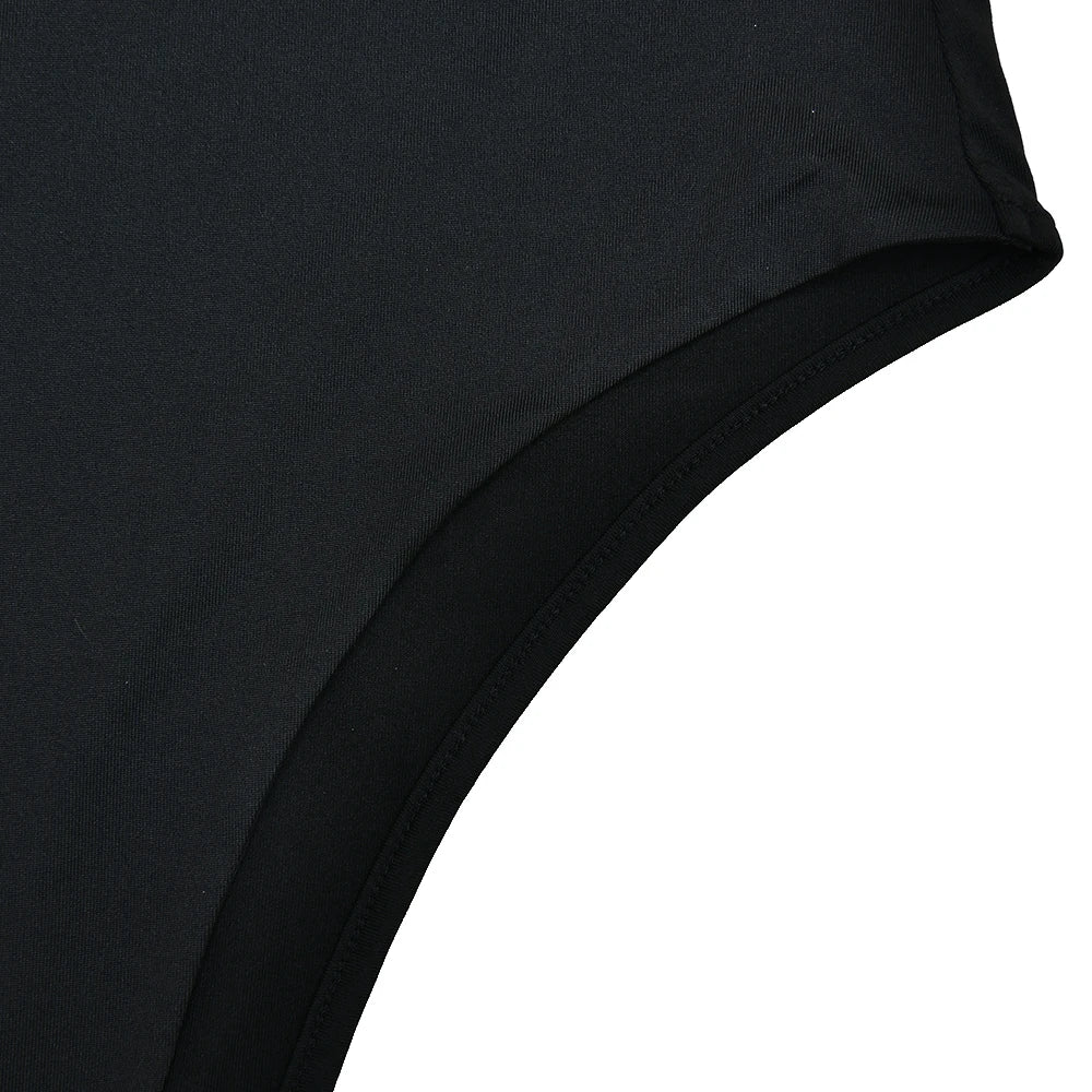 Sexy Deep V-Neck Long Sleeve Black Bodysuit