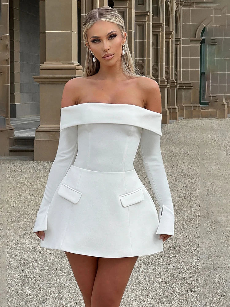 Mini Φόρεμα "Velvet Noir Mini" | Off-Shoulder, Backless & A-Line