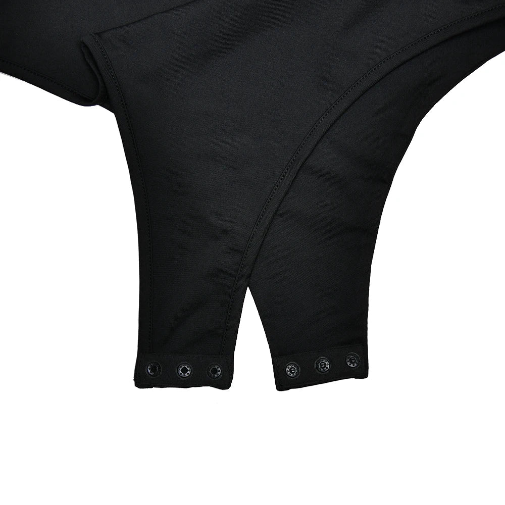 Sexy Deep V-Neck Long Sleeve Black Bodysuit