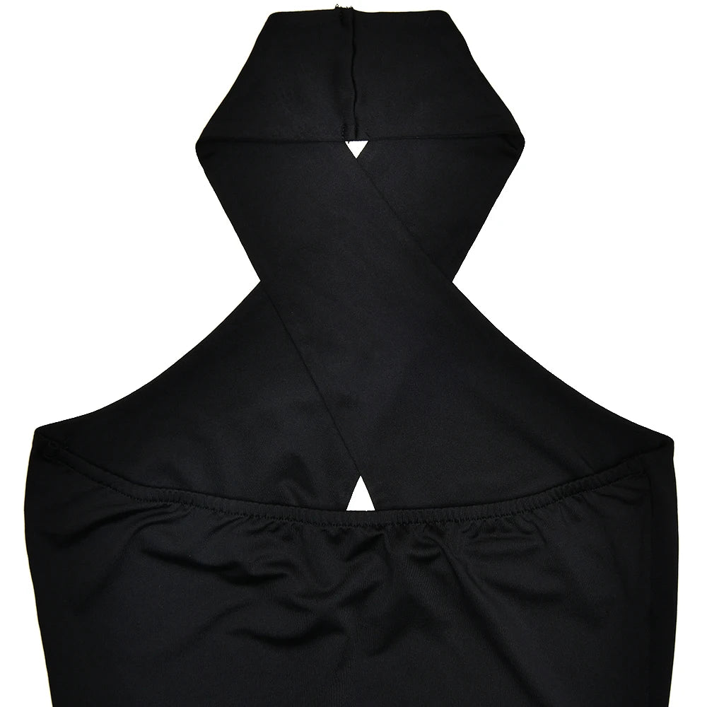 Sexy Hollow Out Metal Ring Halter Crop Top